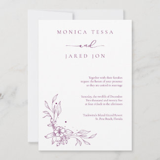 Garden Flower Purple Jewel To Wedding Invitation