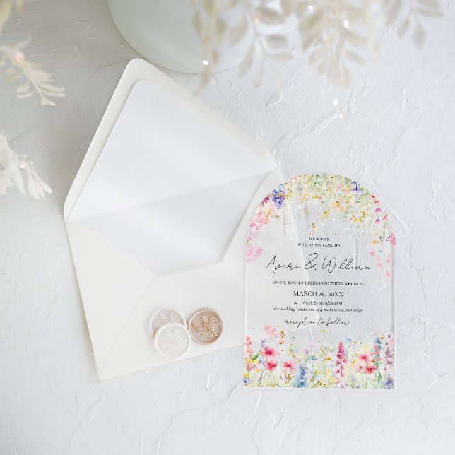 Garden Flower Watercolour Modern Boho Wedding Acrylic Invitations (Creator Uploaded)