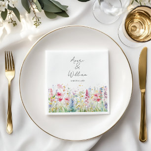 Garden Flower Watercolour Modern Boho Wedding Napkin
