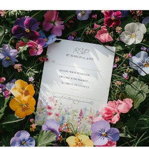 Garden Flower Watercolour Modern Boho Wedding RSVP Card