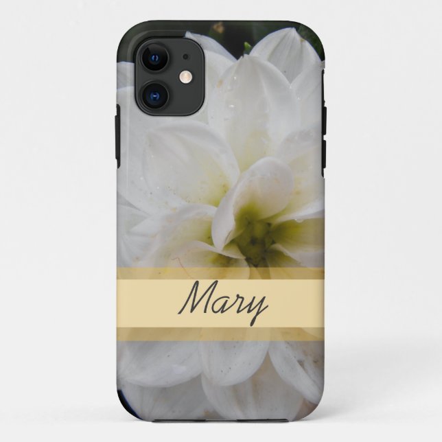 Garden flower with name , white dahlia Case-Mate iPhone case (Back)