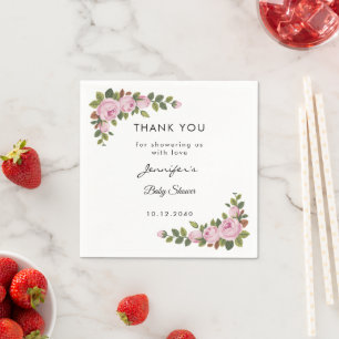 Garden Flowers Baby Shower Thank You Paper Napkin
