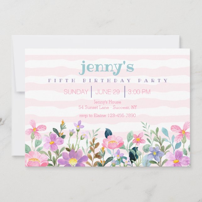 Garden Flowers Birthday Party Invitation (Front)