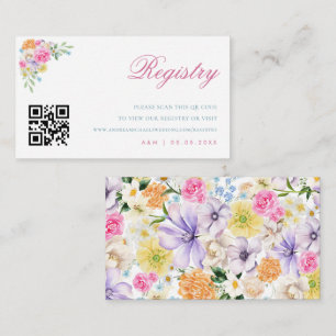 Garden Flowers Bloom Qr Code Wedding Gift Registry Enclosure Card