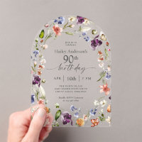 Garden Flowers Botanical Script 90th Birthday