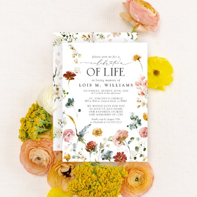 Garden Flowers Celebration of Life Invitation (Creator Uploaded)