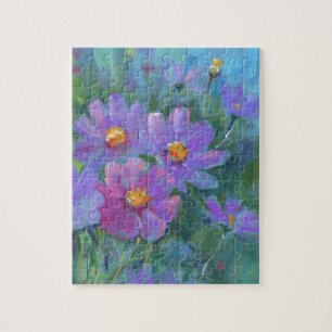 Garden flowers (Cosmos bipinnatus, Mexican aster) Jigsaw Puzzle