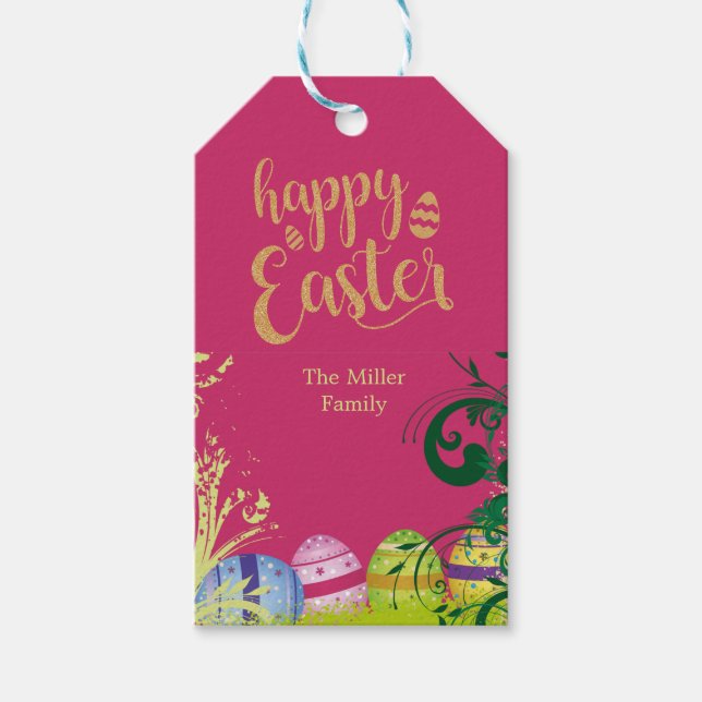 Garden Flowers Easter Eggs Gift tag (Front)