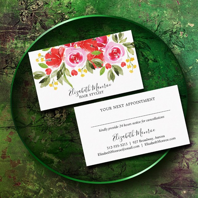 Garden Flowers Hair Stylist Salon Makeup Artist Appointment Card (Creator Uploaded)