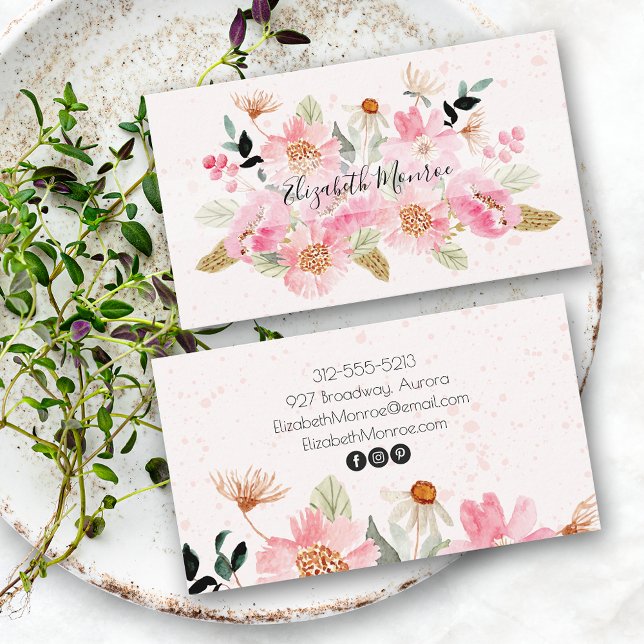 Garden Flowers Hair Stylist Salon Makeup Business Card (Creator Uploaded)