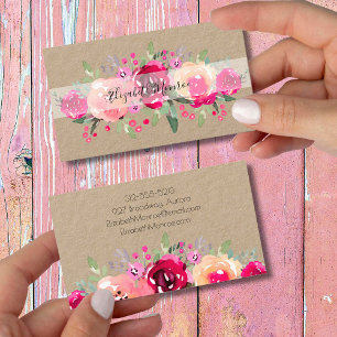 Garden Flowers Hair Stylist Salon Makeup Kraft Business Card