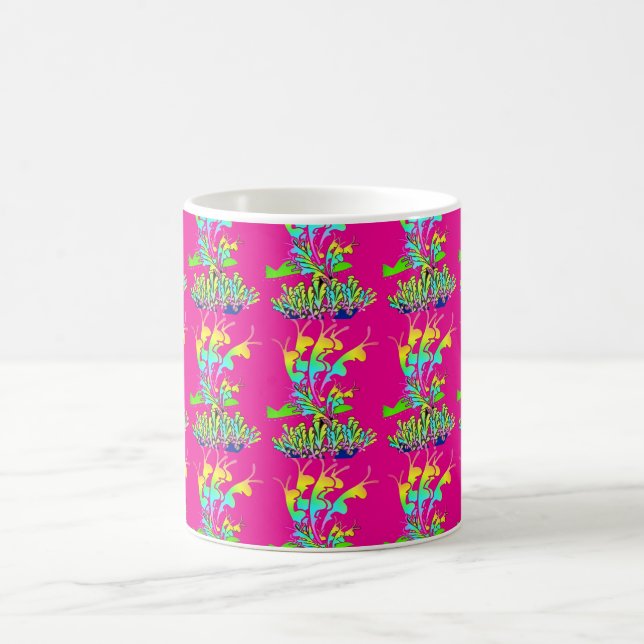 Garden Flowers Hot Pink  Coffee Mug (Center)