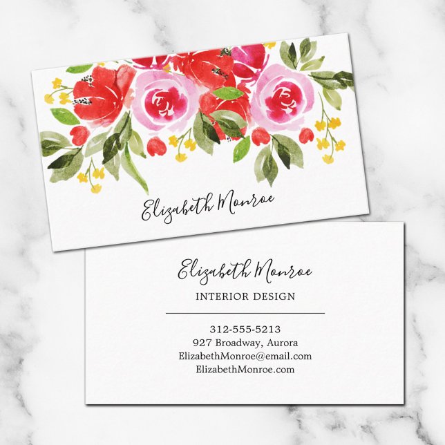 Garden Flowers Interior Decorator Business Card (Creator Uploaded)