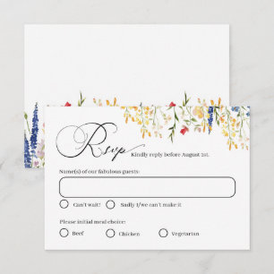 Garden Flowers Meal Choice Wedding Response Card