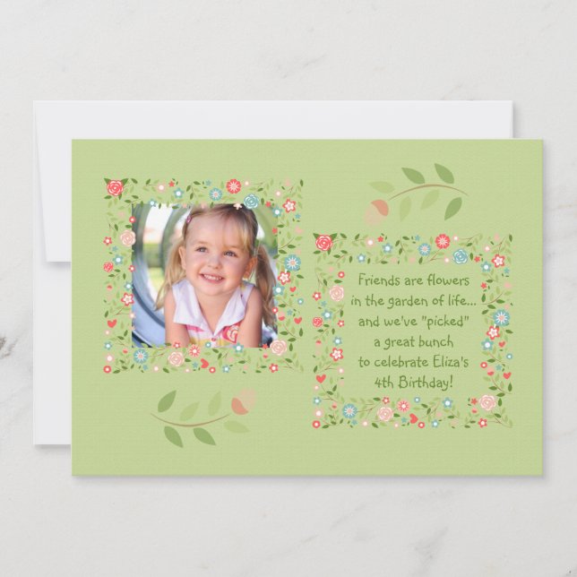Garden Flowers Photo Invitation (Front)