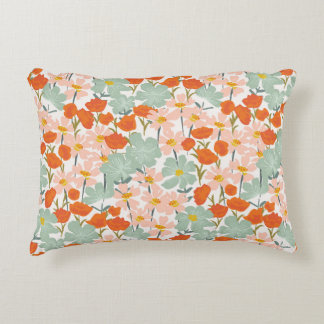 Garden flowers: pink, orange seamless decorative cushion