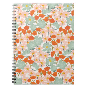 Garden flowers: pink, orange seamless notebook