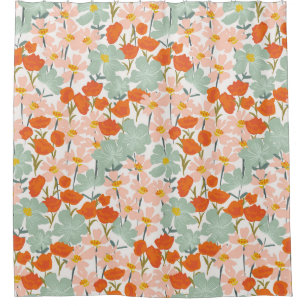 Garden flowers: pink, orange seamless shower curtain