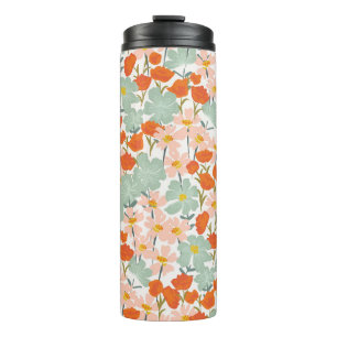 Garden flowers: pink, orange seamless thermal tumbler