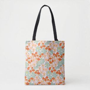 Garden flowers: pink, orange seamless tote bag
