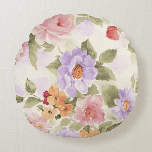 Garden Flowers Round Cushion (Front)