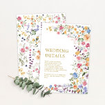 Garden Flowers Spring Wildflower Wedding Details Enclosure Card<br><div class="desc">This classy wedding details card will surely brighten up your wedding day. The design features cheerful watercolor wildflowers mixed with lush greenery foliage. Use the text fields to personalise the card with your own wording and details. The background colour of the invite is set to white, but feel free to...</div>