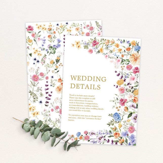 Garden Flowers Spring Wildflower Wedding Details Enclosure Card (Creator Uploaded)