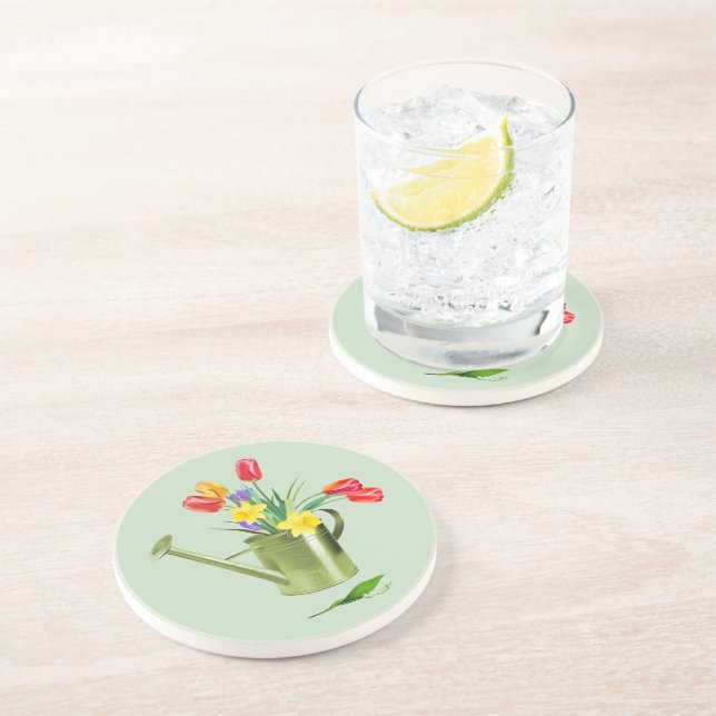 Garden Flowers Stone Coaster (Side)