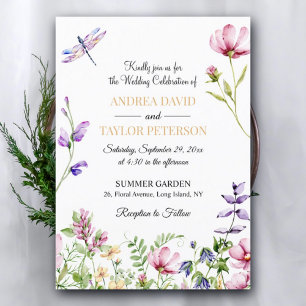 Garden Flowers Watercolor 5x7" Wedding Invitation