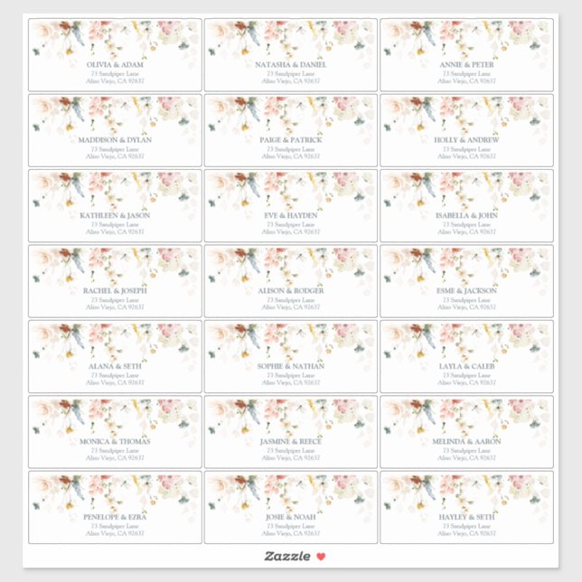 Garden Flowers Watercolor Guest Address (Sheet)