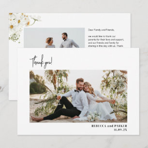 Garden Flowers Wedding Thank you photo Qr scan Card