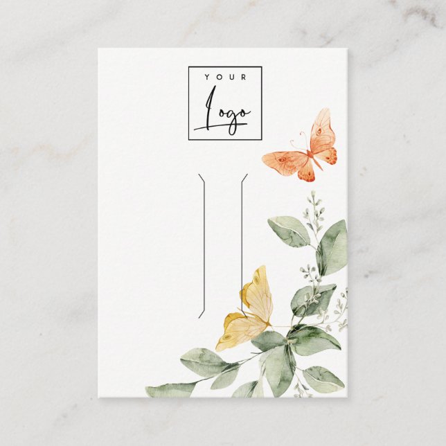 Garden Foliage Butterflies Logo Hair Clip Display Business Card (Front)