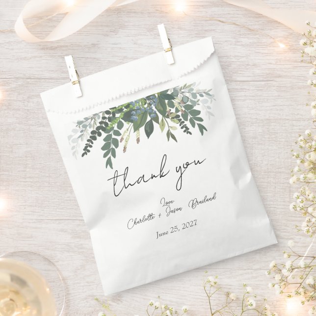 Garden Foliage Nature Greenery Wedding Thank You Favour Bags (Clipped)
