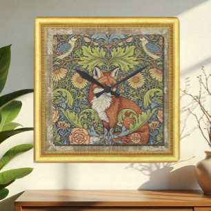 Garden Fox, Art Nuovo W. Morris, Framed Clock