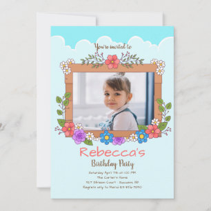 Garden Frame Photo Birthday Invitation
