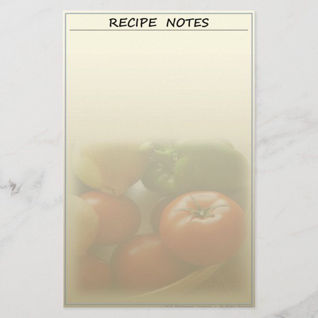 Garden Fresh Recipe Stationery (Front)