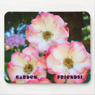 Garden Friends! mousepad Pink White Rose Garden