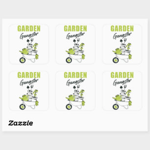 Garden Gangster – Funny Cute Gardener & Plant Square Sticker