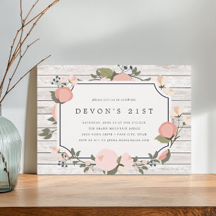 Garden Gate   Blush Floral Birthday Party Invite
