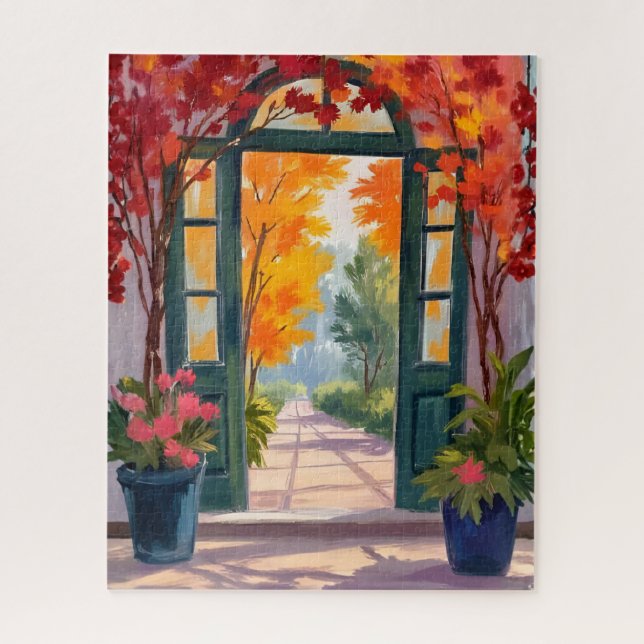 Garden Gate | Watercolor Botanical Floral Painting Jigsaw Puzzle (Vertical)