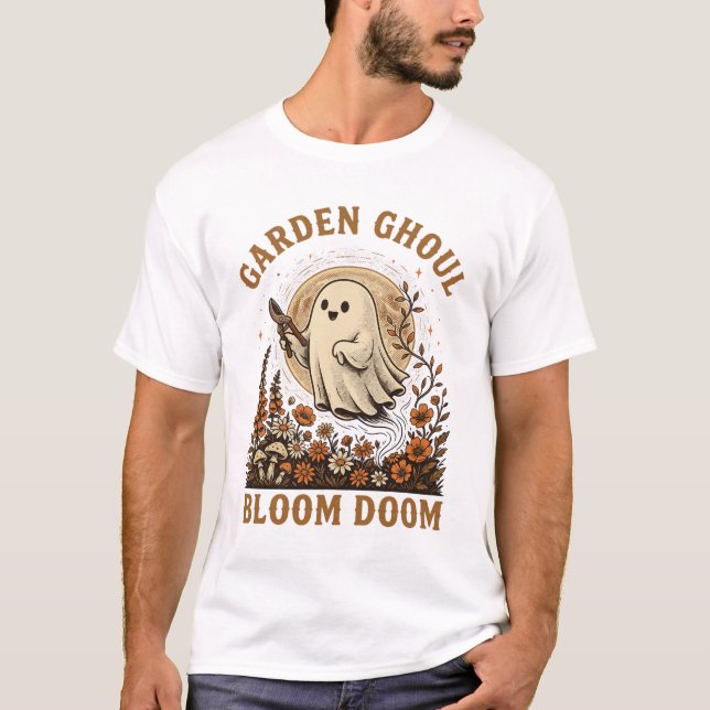 Garden Ghoul Bloom Doom Ghost Gardener Tee (Front)