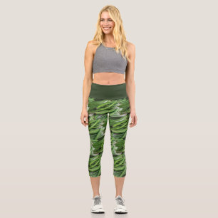 Garden Girl Green Bean Vegetable Print   Capri Leggings