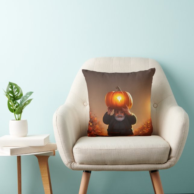 Garden Gnome Carrying A Pumpkin, Cushion (Chair)