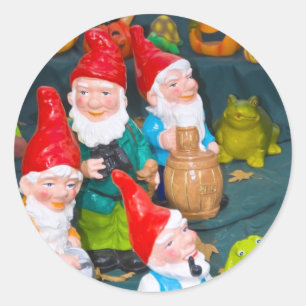 Garden gnome classic round sticker