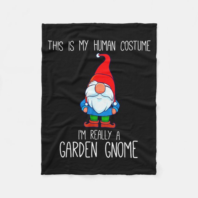 Garden Gnome Costume, Halloween, This Is My Human  Fleece Blanket (Front)