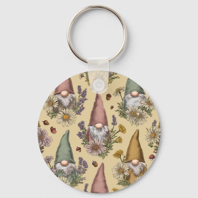 Garden Gnome Cottagecore Keychain (Back)