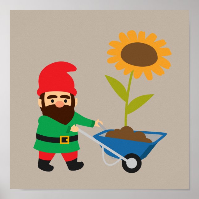 Garden gnome cute gardening theme poster (Front)