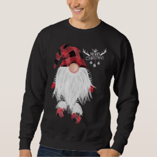 Garden Gnome Merry Christmas Red Buffalo Plaid Paj Sweatshirt