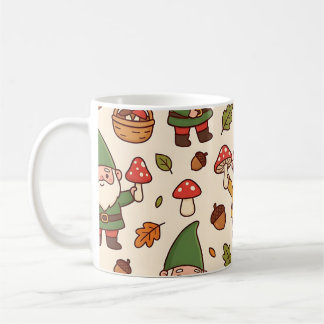 Garden Gnome Mushroom Mug - Autumn Cosy Pattern