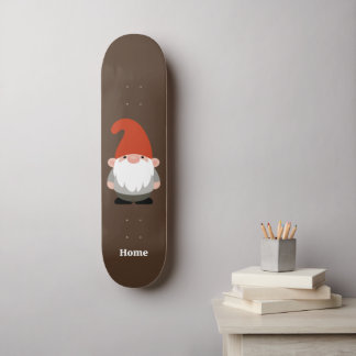 Garden Gnome Name Text on Earth Brown Skateboard